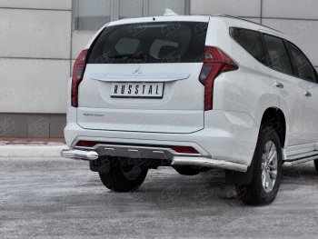 17 699 р. Защита заднего бампера (Ø76 мм уголки, нержавейка) Mitsubishi Pajero Sport QF рестайлинг (2019-2022)  с доставкой в г. Екатеринбург. Увеличить фотографию 4