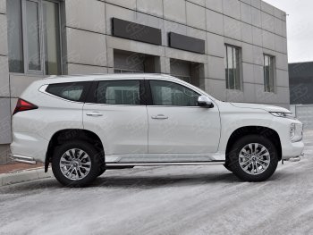 13 349 р. Защита порогов на Russtal (Ø42 мм)  Mitsubishi Pajero Sport  QF (2019-2022) рестайлинг (полированная нержавейка)  с доставкой в г. Екатеринбург. Увеличить фотографию 3