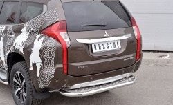 11 449 р. Защита заднего бампера (Ø63 мм, нержавейка) Russtal Mitsubishi Pajero Sport QE дорестайлинг (2015-2021) (лист - алюминий, профиль - нержавейка)  с доставкой в г. Екатеринбург. Увеличить фотографию 3