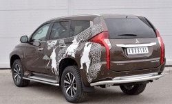 7 649 р. Защита заднего бампера (Ø63 мм, нержавейка) Russtal Mitsubishi Pajero Sport QE дорестайлинг (2015-2021)  с доставкой в г. Екатеринбург. Увеличить фотографию 2