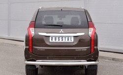 Защита заднего бампера (Ø76 мм, нержавейка) Russtal Mitsubishi Pajero Sport QE дорестайлинг (2015-2021)