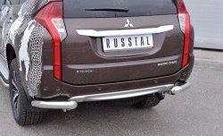 15 999 р. Защита заднего бампера (Ø76 мм уголки, нержавейка) Russtal Mitsubishi Pajero Sport QE дорестайлинг (2015-2021)  с доставкой в г. Екатеринбург. Увеличить фотографию 3