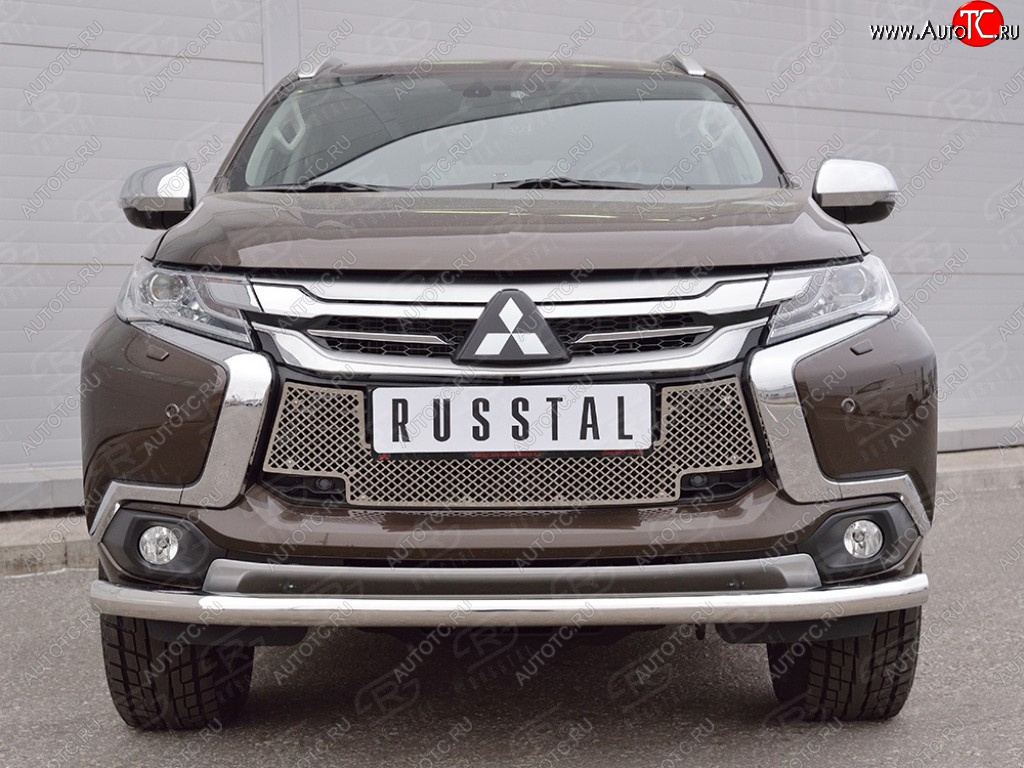 4 299 р. Сетка нижнего воздухозаборника (нержавеющая сталь) Russtal Mitsubishi Pajero Sport QE дорестайлинг (2015-2021)  с доставкой в г. Екатеринбург