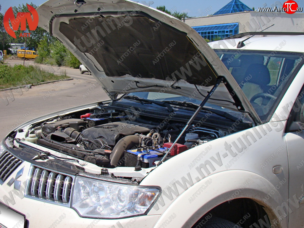 2 969 р. Упор капота MV-Tuning (одинарный) Mitsubishi Pajero Sport PB дорестайлинг (2008-2013)  с доставкой в г. Екатеринбург