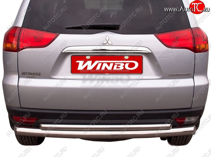 12 999 р. Защита заднего бампера WINBO (Ø76 и 42 мм, нержавейка)  Mitsubishi Pajero Sport  PB (2008-2013) дорестайлинг  с доставкой в г. Екатеринбург