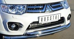 10 899 р. Защита переднего бампера (2 трубыØ63 мм, нержавейка) Russtal Mitsubishi Pajero Sport PB рестайлинг (2013-2017)  с доставкой в г. Екатеринбург. Увеличить фотографию 2