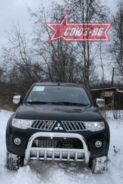 18 314 р. Защита переднего бампера Souz-96 (d76) Mitsubishi Pajero Sport PB дорестайлинг (2008-2013)  с доставкой в г. Екатеринбург. Увеличить фотографию 2