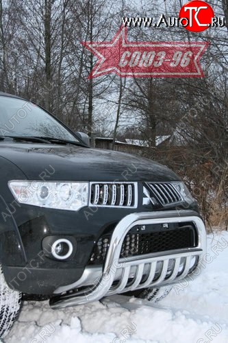 18 314 р. Защита переднего бампера Souz-96 (d76) Mitsubishi Pajero Sport PB дорестайлинг (2008-2013)  с доставкой в г. Екатеринбург