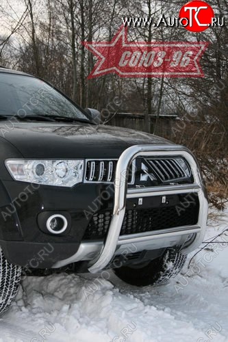 16 739 р. Защита переднего бампера Souz-96 (d76) Mitsubishi Pajero Sport PB дорестайлинг (2008-2013)  с доставкой в г. Екатеринбург