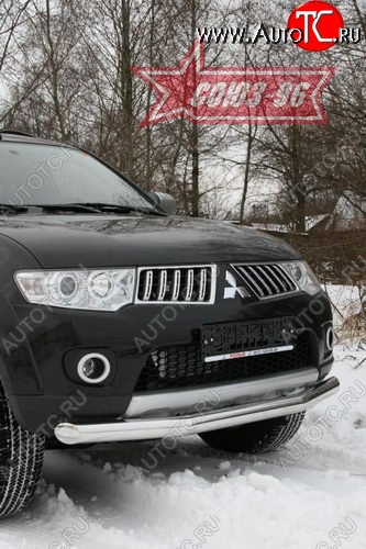 11 564 р. Защита переднего бампера одинарная Souz-96 (d76) Mitsubishi Pajero Sport PB дорестайлинг (2008-2013)  с доставкой в г. Екатеринбург