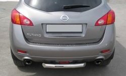 Защита заднего бампера (Ø63, короткая, нержавейка) SLITKOFF Nissan Murano 2 Z51 дорестайлинг (2008-2011) ()