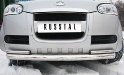 Защита переднего бампера (2 трубы Ø76 и 42 мм, нержавейка) Russtal Great Wall Wingle 3 (2005-2011)