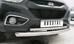 Защита переднего бампера (2 трубыØ63 и 42 мм, нержавейка) Russtal Hyundai IX35 LM дорестайлинг (2009-2013)