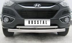 16 949 р. Защита переднего бампера (2 трубыØ76 и 42 мм, нержавейка) SLITKOFF Hyundai IX35 LM дорестайлинг (2009-2013)  с доставкой в г. Екатеринбург. Увеличить фотографию 2