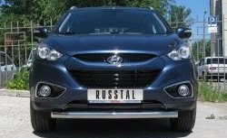 Одинарная защита переднего бампера Russtal диаметром 76 мм Hyundai IX35 LM дорестайлинг (2009-2013)