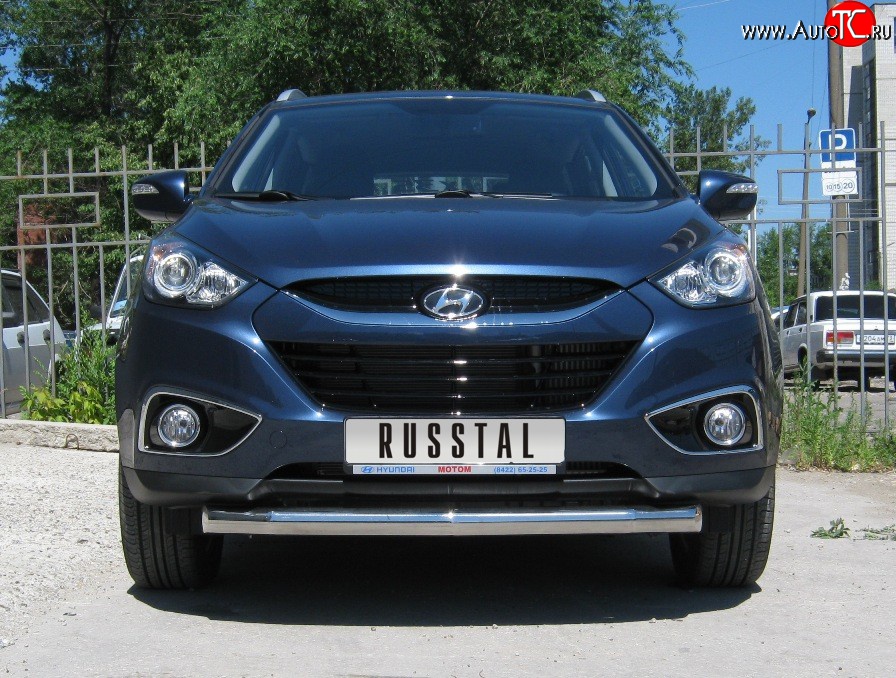 15 649 р. Одинарная защита переднего бампера Russtal диаметром 76 мм Hyundai IX35 LM дорестайлинг (2009-2013)  с доставкой в г. Екатеринбург