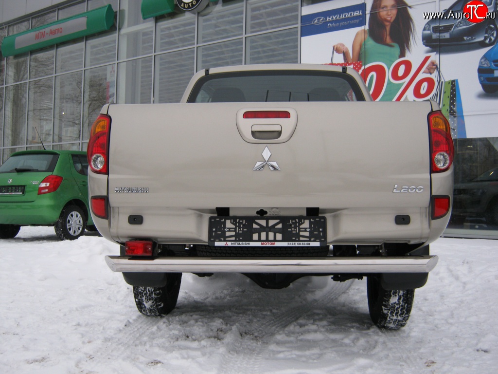 15 999 р. Защита заднего бампера (Ø76 мм, нержавейка) Russtal Mitsubishi L200 4  дорестайлинг (2006-2014)  с доставкой в г. Екатеринбург