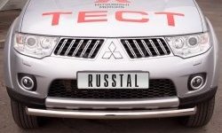 15 849 р. Одинарная защита переднего бампера Russtal диаметром 76 мм Mitsubishi Pajero Sport PB дорестайлинг (2008-2013)  с доставкой в г. Екатеринбург. Увеличить фотографию 2