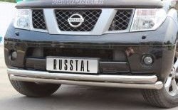 19 099 р. Защита переднего бампера (2 трубыØ76 и 63 мм, нержавейка) Russtal Nissan Pathfinder R51 дорестайлинг (2004-2007)  с доставкой в г. Екатеринбург. Увеличить фотографию 1