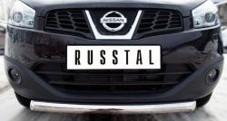 Одинарная защита переднего бампера Russtal диаметром 63 мм Nissan Qashqai 1 J10 рестайлинг (2010-2013)