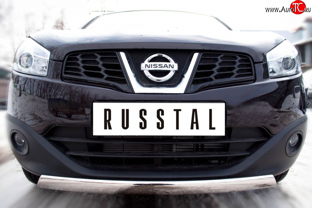 15 399 р. Защита переднего бампера (Ø75х42 мм, нержавейка) Russtal Nissan Qashqai +2 1 J10 дорестайлинг (2008-2010)  с доставкой в г. Екатеринбург