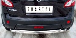 15 649 р. Защита заднего бампера (Ø63 и 42 мм, нержавейка) Russtal Nissan Qashqai 1 J10 рестайлинг (2010-2013) (полированная нержавейка)  с доставкой в г. Екатеринбург. Увеличить фотографию 1