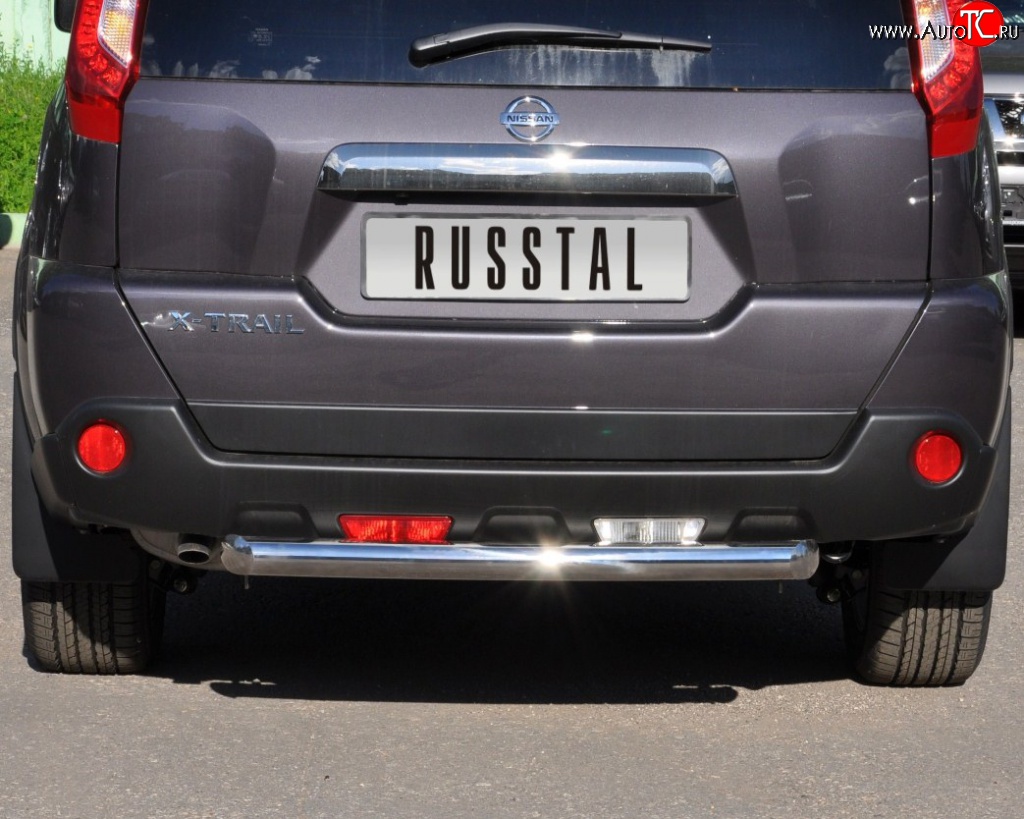 8 799 р. Защита заднего бампера (Ø76 мм, нержавейка) Russtal Nissan X-trail 2 T31 рестайлинг (2010-2015)  с доставкой в г. Екатеринбург