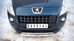 Защита переднего бампера (Ø 42 мм, нержавейка) Russtal Peugeot 3008 дорестайлинг (2009-2013)