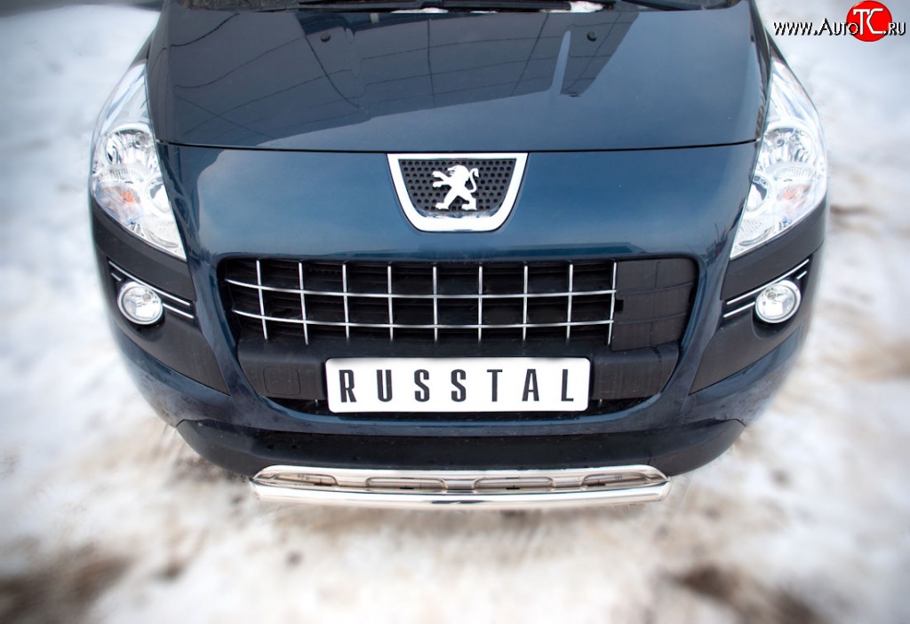 13 799 р. Защита переднего бампера (Ø 42 мм, нержавейка) Russtal Peugeot 3008 дорестайлинг (2009-2013)  с доставкой в г. Екатеринбург