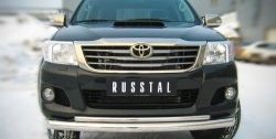 Защита переднего бампера (2 трубыØ76 и 42 мм, нержавейка) Russtal Toyota Hilux AN20,AN30  2-ой рестайлинг (2011-2016)