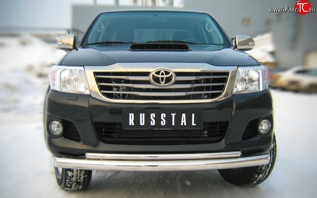 12 499 р. Защита переднего бампера (2 трубыØ76 и 42 мм, нержавейка) Russtal Toyota Hilux AN20,AN30  2-ой рестайлинг (2011-2016)  с доставкой в г. Екатеринбург