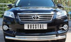 20 999 р. Защита переднего бампера (2 трубыØ76 и 42 мм, нержавейка) Russtal Toyota RAV4 XA30 5 дв. удлиненный 2-ой рестайлинг (2010-2013)  с доставкой в г. Екатеринбург. Увеличить фотографию 2