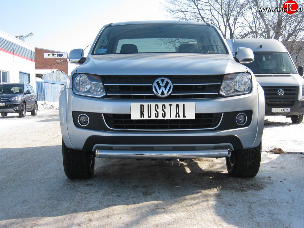 11 099 р. Одинарная защита переднего бампера Russtal диаметром 76 мм Volkswagen Amarok дорестайлинг (2009-2016)  с доставкой в г. Екатеринбург