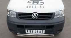 22 299 р. Защита переднего бампера (2 трубыØ75х42 мм, нержавейка) Russtal Volkswagen Transporter T5 дорестайлинг (2003-2009)  с доставкой в г. Екатеринбург. Увеличить фотографию 1