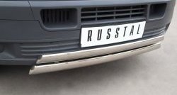 22 299 р. Защита переднего бампера (2 трубыØ75х42 мм, нержавейка) Russtal Volkswagen Transporter T5 дорестайлинг (2003-2009)  с доставкой в г. Екатеринбург. Увеличить фотографию 2