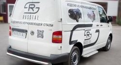 15 749 р. Защита заднего бампера (Ø76 мм, нержавейка) Russtal Volkswagen Transporter T5 дорестайлинг (2003-2009)  с доставкой в г. Екатеринбург. Увеличить фотографию 1