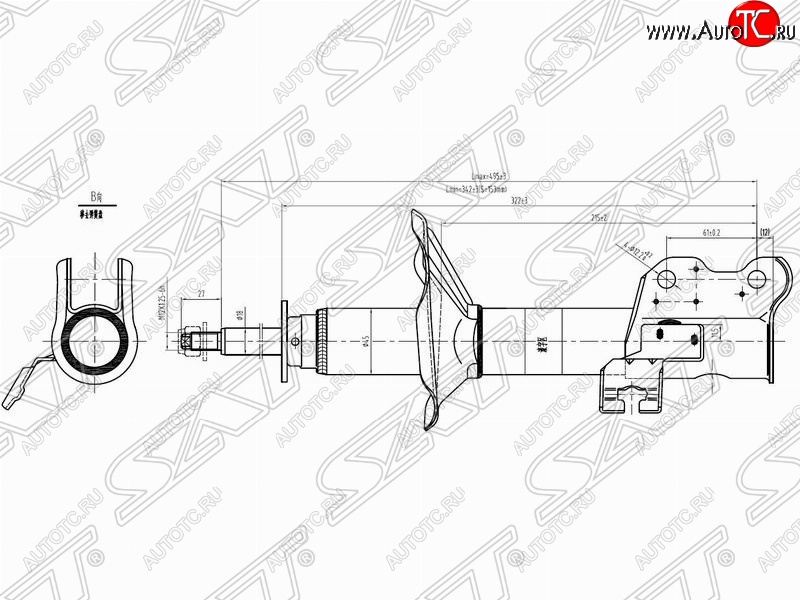 3 589 р. Правый амортизатор передний SAT  Nissan 100NX (1990-1996)  с доставкой в г. Екатеринбург