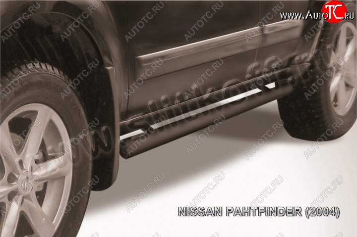 11 749 р. Защита порогов Slitkoff  Nissan Pathfinder  R51 (2009-2014) рестайлинг (Цвет: серебристый)  с доставкой в г. Екатеринбург