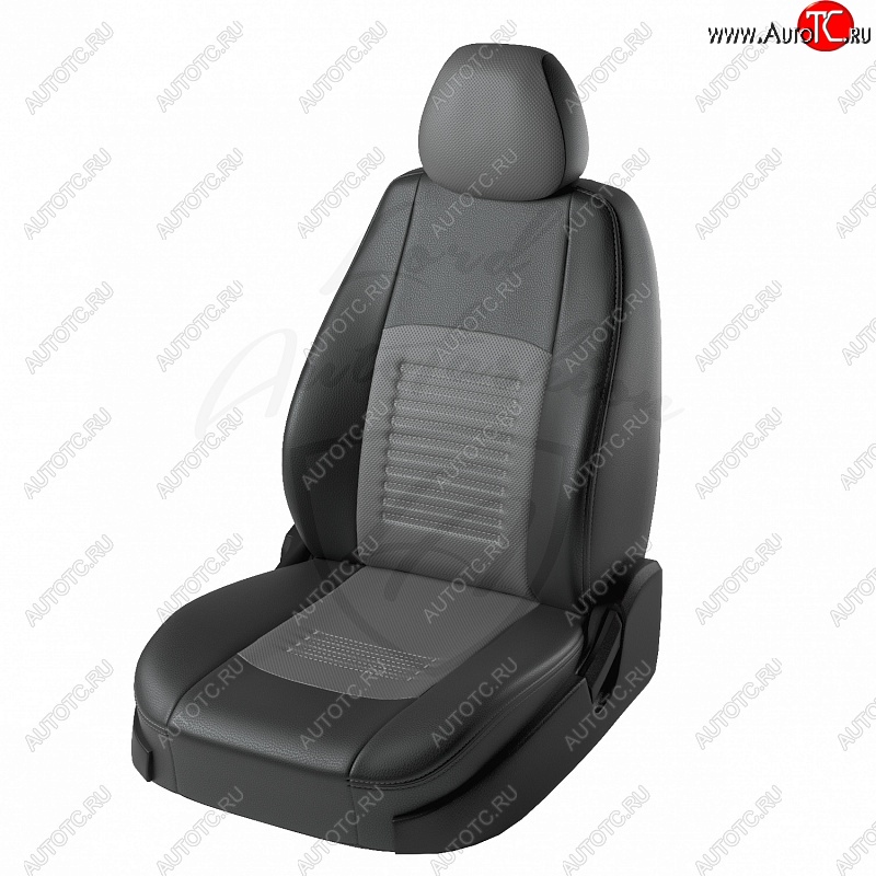 7 999 р. Чехлы для сидений Lord Autofashion Турин (экокожа) Nissan Almera G15 седан (2012-2019) (Черный, вставка серая)  с доставкой в г. Екатеринбург