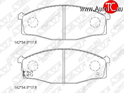 1 759 р. Колодки тормозные SAT (передние)  Nissan Atlas  F23 (1992-2007) правый руль рестайлинг  с доставкой в г. Екатеринбург