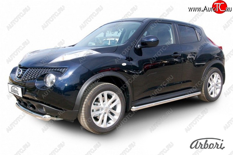 12 149 р. Защита штатных порогов 2WD Arbori (нержавейка, d57 mm). Nissan Juke 1 YF15 рестайлинг (2014-2020)  с доставкой в г. Екатеринбург