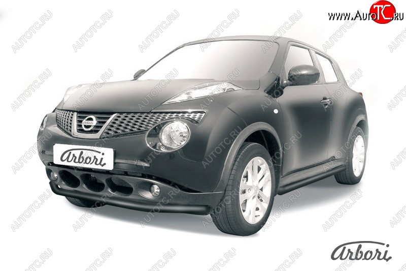 5 939 р. Защита переднего бампера 2WD Arbori (черная, 1 труба d57 mm). Nissan Juke 1 YF15 рестайлинг (2014-2020)  с доставкой в г. Екатеринбург