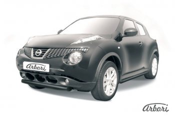 Защита переднего бампера 4WD Arbori (короткая, черная, 1 труба d57 mm). Nissan Juke 1 YF15 рестайлинг (2014-2020)