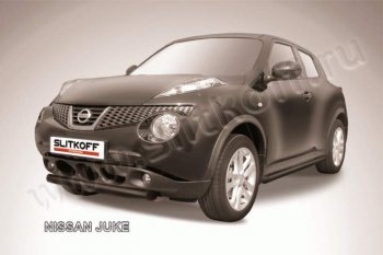 Защита переднего бампера из трубы d57 Slitkoff Nissan Juke 1 YF15 рестайлинг (2014-2020)