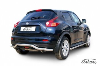 14 759 р. Защита заднего бампера Arbori (волна, нержавейка, 1 труба d57 mm). Nissan Juke 1 YF15 рестайлинг (2014-2020) (4WD)  с доставкой в г. Екатеринбург. Увеличить фотографию 2