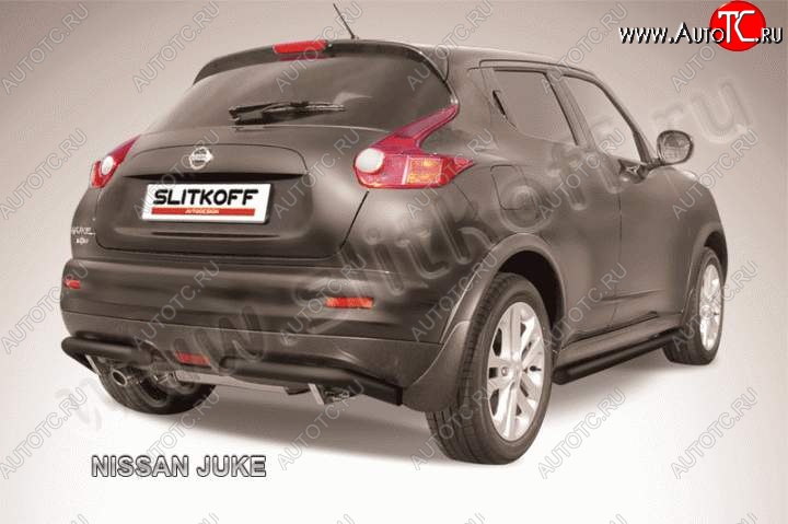 8 299 р. Защита заднего бампера Slitkoff (d57, 4WD)  Nissan Juke  1 YF15 (2010-2020) дорестайлинг, рестайлинг (Цвет: серебристый)  с доставкой в г. Екатеринбург