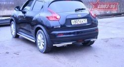 Защита заднего бампера из боковых уголков 4x4 Souz-96 (d42) Nissan Juke 1 YF15 дорестайлинг (2010-2014)