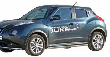 9 899 р. Защита порогов ТехноСфера (Техно Сфера) (Сталь с покрытием, 63.5 mm)  Nissan Juke  1 YF15 (2010-2020) дорестайлинг, рестайлинг (цвет: Серебристый)  с доставкой в г. Екатеринбург. Увеличить фотографию 1