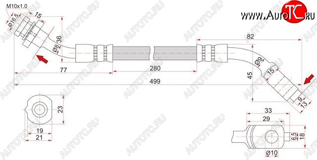 889 р. Тормозной шланг SAT (передний, левый)  Nissan Mistral - Terrano2  R20  с доставкой в г. Екатеринбург