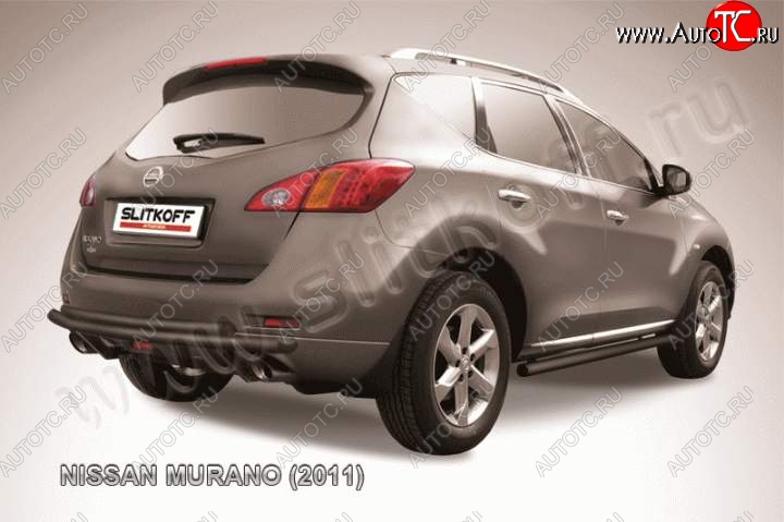 8 949 р. Защита задняя Slitkoff  Nissan Murano  2 Z51 (2010-2016) рестайлинг (Цвет: серебристый)  с доставкой в г. Екатеринбург